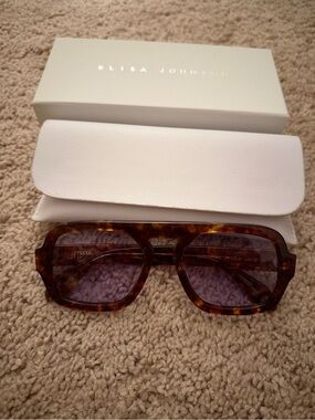 ELISA JOHNSON Tortoiseshell Women's Sunglasses - Brown Lenses